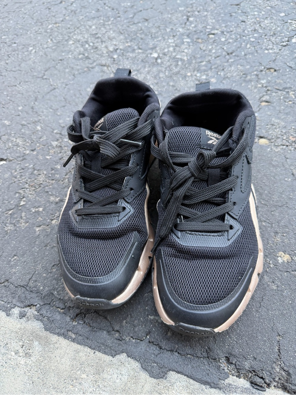 Reebok Black Mesh Sneakers with Tan Accents